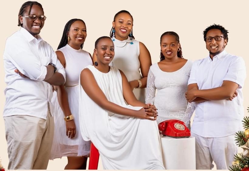 The six members of Love N Krisii dressed in white